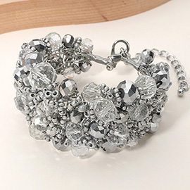 Metal Ball Faceted Beads Ball Wire Beaded Wide Bracelet