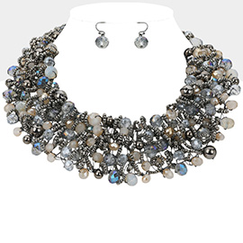 Metal Ball Faceted Beads Ball Wire Beaded Collar Necklace