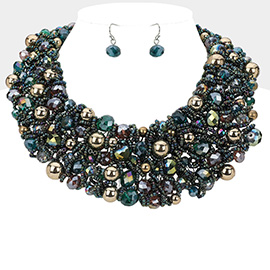 Metal Ball Faceted Beads Ball Wire Beaded Collar Necklace