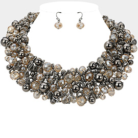 Metal Ball Faceted Beads Ball Wire Beaded Collar Necklace