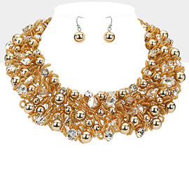 Metal Ball Faceted Beads Ball Wire Beaded Collar Necklace