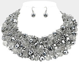 Metal Ball Faceted Beads Ball Wire Beaded Collar Necklace