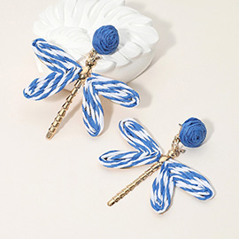 Twisted Raffia Dragonfly Dangle Earrings