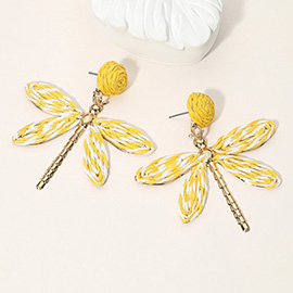 Twisted Raffia Dragonfly Dangle Earrings