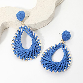 Raffia Wrapped Teardrop Dangle Earrings