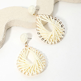 Raffia Wrapped Teardrop Dangle Earrings