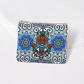 Abstract Evil Eye Hamsa Hand Printed Mini Pouch Bag