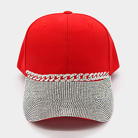 Bling Studded Brim Chain Pointed Baseball Cap