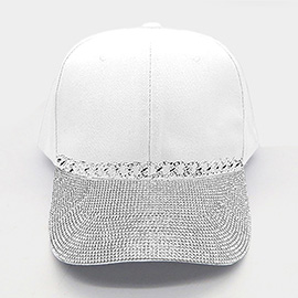 Bling Studded Brim Chain Pointed Baseball Cap