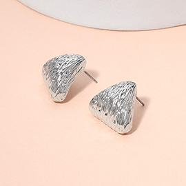 Textured Metal Puffy Triangle Stud Earrings