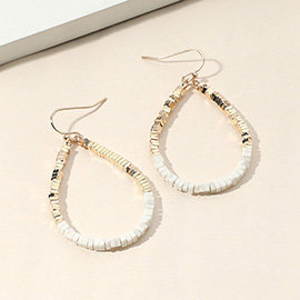 Square Beaded Open Teardrop Dangle Earrings