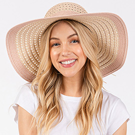 Striped Pattern Wide Brim Floppy Sun Hat