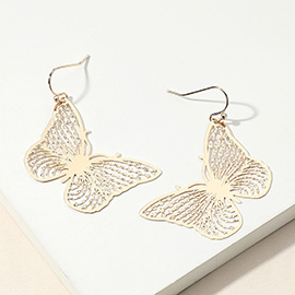 Metal Filigree Butterfly Dangle Earrings