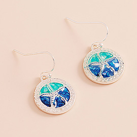 Enamel Sand Dollar Locket Dangle Earrings