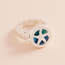 Enamel Starfish Locket Stretch Ring