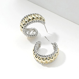 Two Tone Textured Hoop Earrings