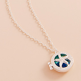 Enamel Starfish Locket Pendant Necklace