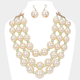 Triple Layered Chunky Pearl Necklace