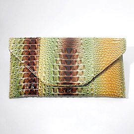 Crocodile Skin Patterned Envelope Clutch / Shoulder Bag