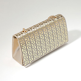 Bling Studded Geometric Pattern Evening Clutch Bag / Crossbody Bag