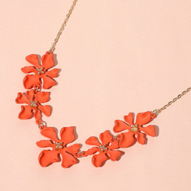 Colored Metal Flower Link Necklace