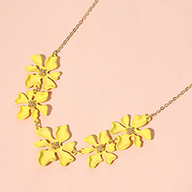 Colored Metal Flower Link Necklace