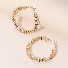 Metal Wire Wrapped Hoop Earrings