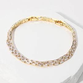 SECRET BOX_3-Row Baguette Stone Cluster Evening Bracelet