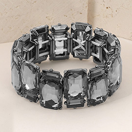 Rectangle Glass Stone Cluster Stretch Evening Bracelet