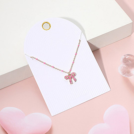 Enamel Bow Pendant Necklace