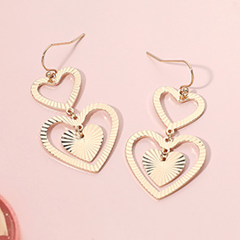 Double Open Heart Link Dropdown Dangle Earrings