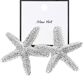 SECRET BOX_Oversized Textured Metal Starfish Earrings