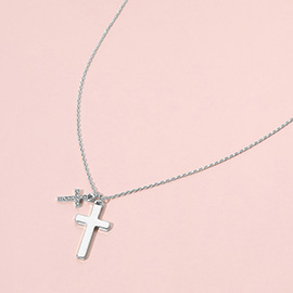 Double Cross Pendant Necklace