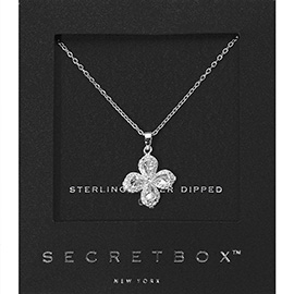 SECRET BOX_Sterling Silver Dipped CZ Stone Flower Pendant Necklace