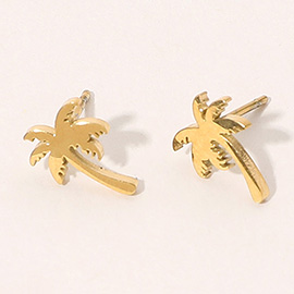 Stainless Steel Palm Tree Stud Earrings