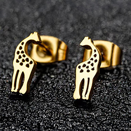 Stainless Steel Giraffe Stud Earrings