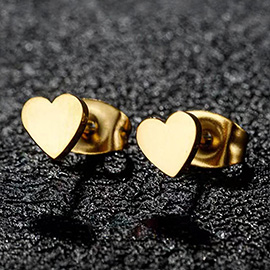 Stainless Steel Heart Stud Earrings