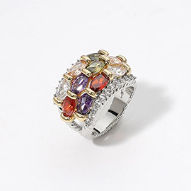 Colorful Marquise CZ Stone Embellished Ring