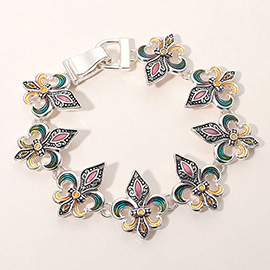 Enamel Fleur de Lis Link Magnetic Bracelet