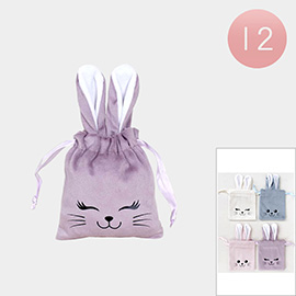 12PCS - Bunny Face Draw String Gift Bag