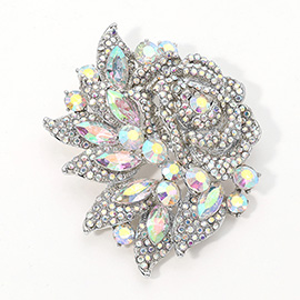 Stone Paved Flower Pin Brooch