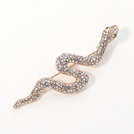 Rhinestone Paved Snake Pin Brooch