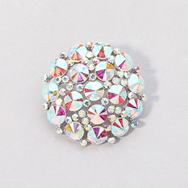 Round Glass Stone Cluster Pin Brooch