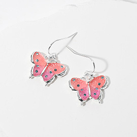 Stone Pointed Ombre Butterfly Dangle Earrings