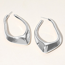 Abstract Open Teardrop Hoop Earrings