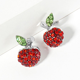 Crystal Paved Apple Stud Earrings