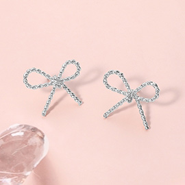 Rope Brass Metal Wire Bow Knot Stud Earrings