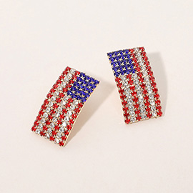 Stone Paved American USA Flag Earrings