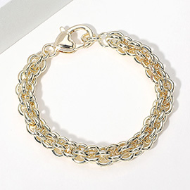 14K Gold Plated Multi Link Chunky Chain Bracelet