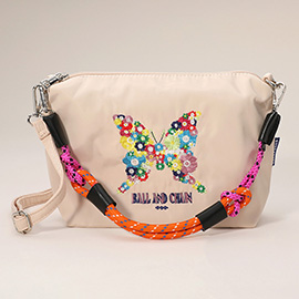 Flower Butterfly Embroidered Character Shoulder Bag